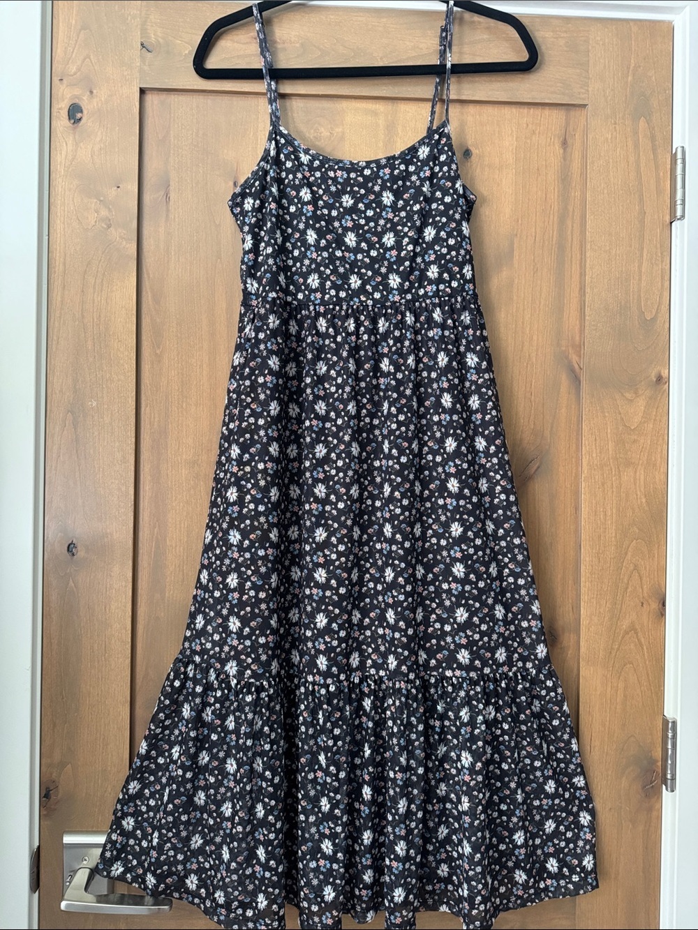 No Comment NY LA black ditsy floral Midi Dress Womens M Mesh cottagecore country